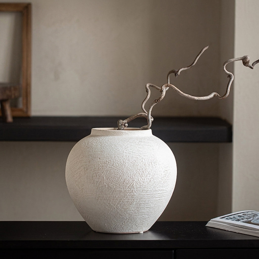 Wabi-Sabi Textured Stone Globular Vase - Miss One