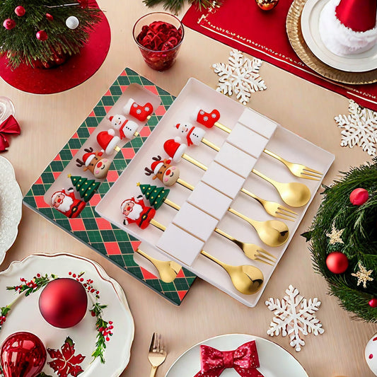 Festive Charm Christmas Dessert Cutlery Set of 6 - Miss One