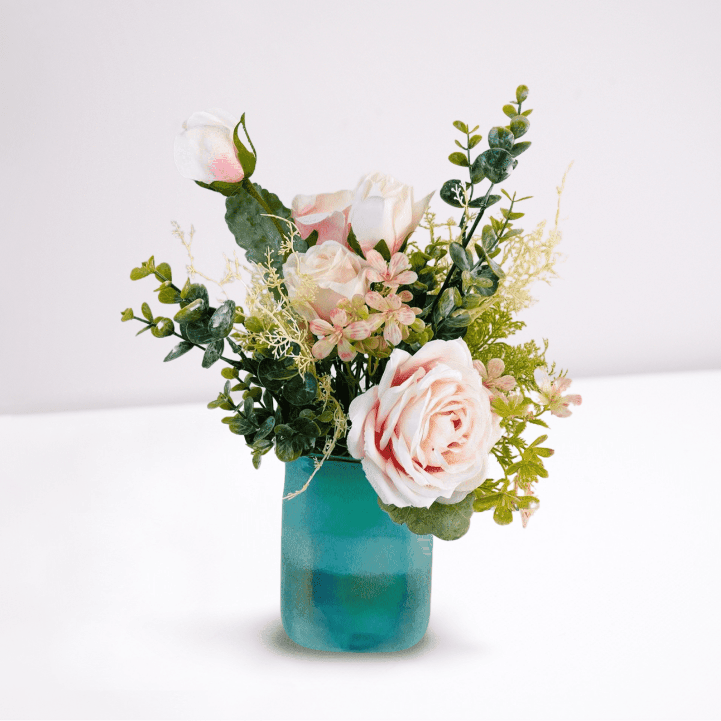 Elegant Artificial Rose Bouquet with Eucalyptus Stems Leaves - Miss One