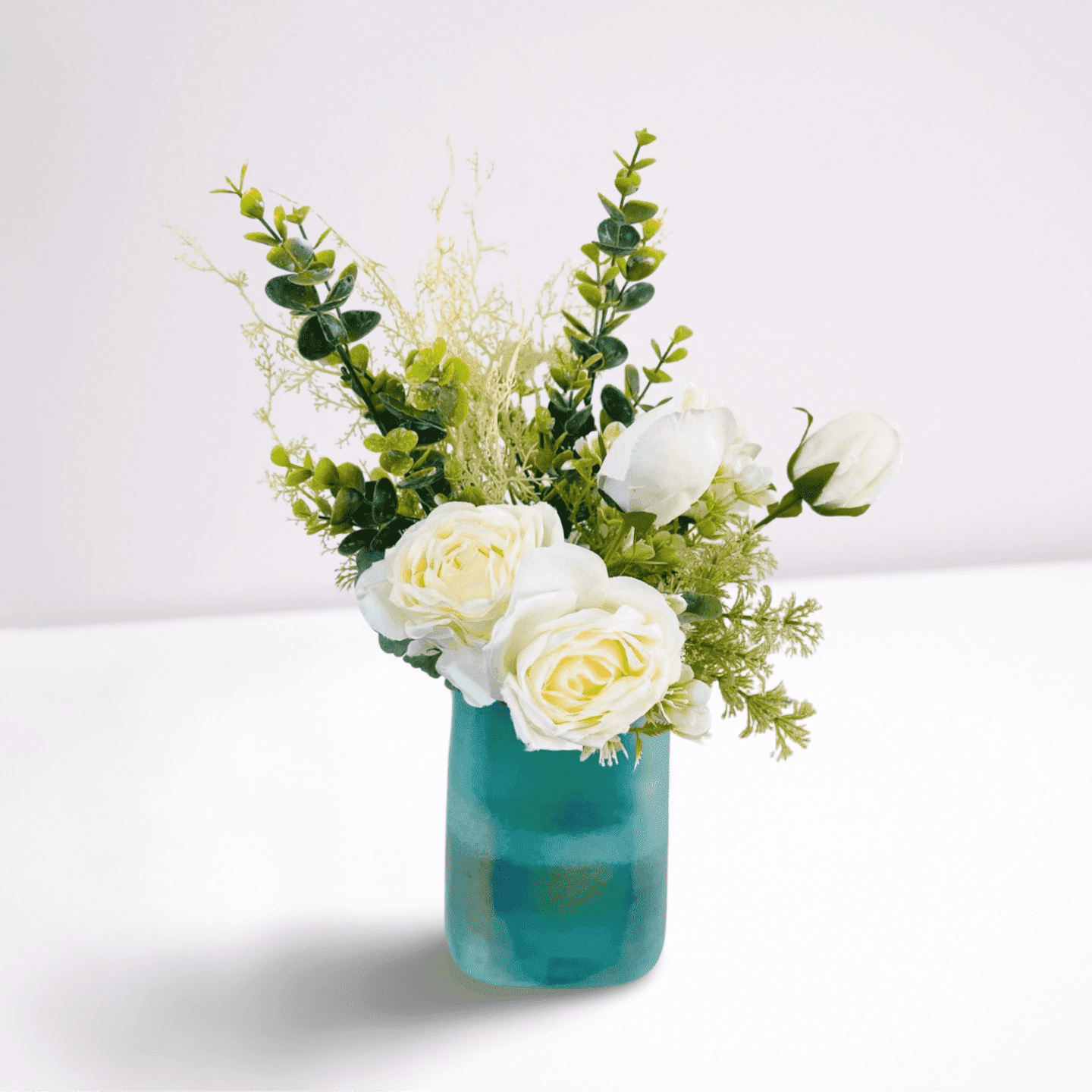 Elegant Artificial Rose Bouquet with Eucalyptus Stems Leaves - Miss One