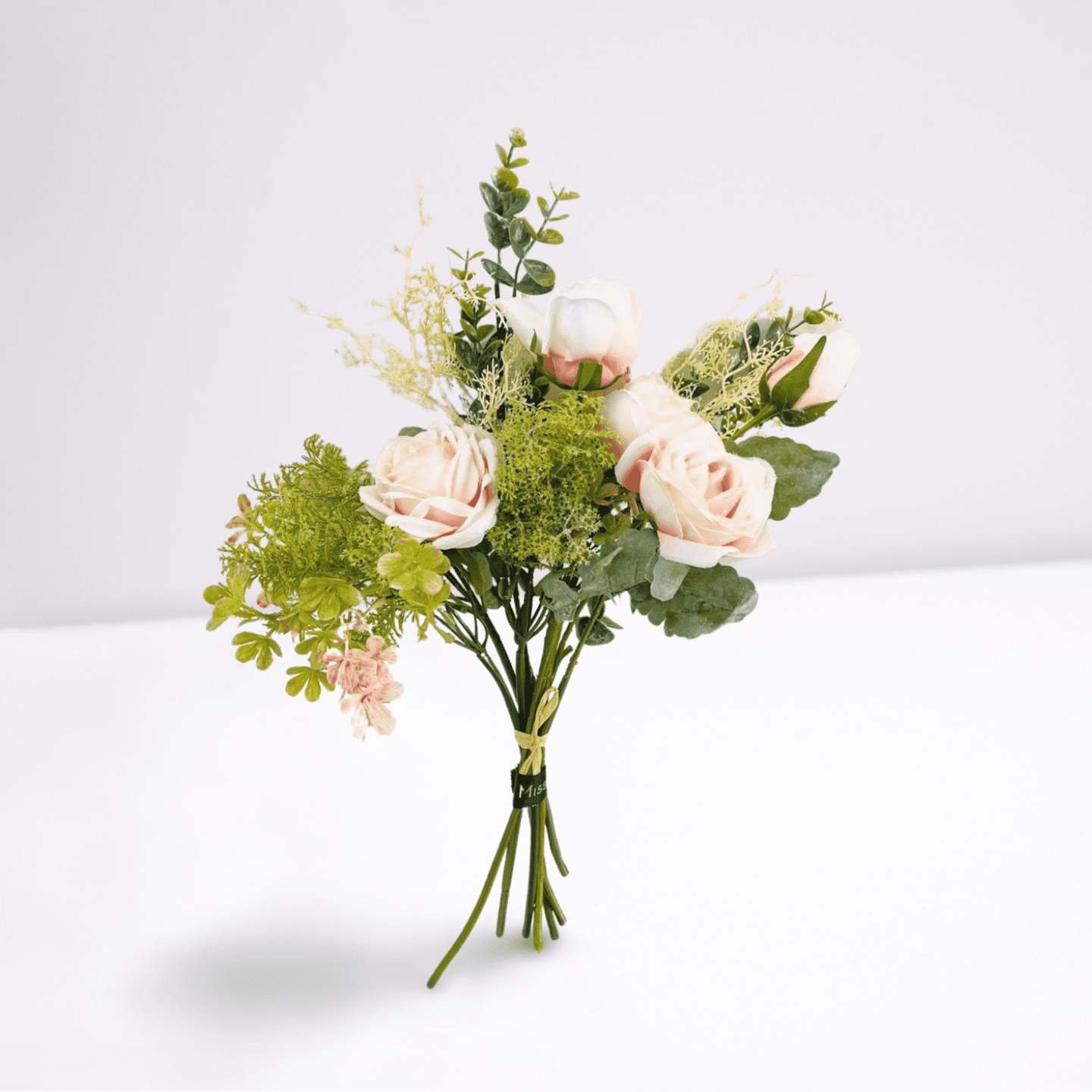 Elegant Artificial Rose Bouquet with Eucalyptus Stems Leaves - Miss One