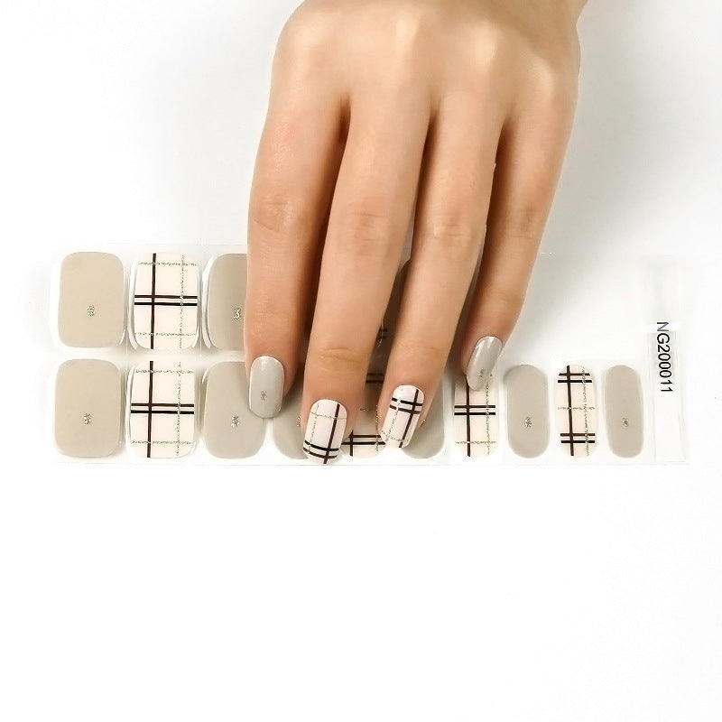 Miss One Semi-Cured Gel Nail Wraps Taupe Trellis - Miss One