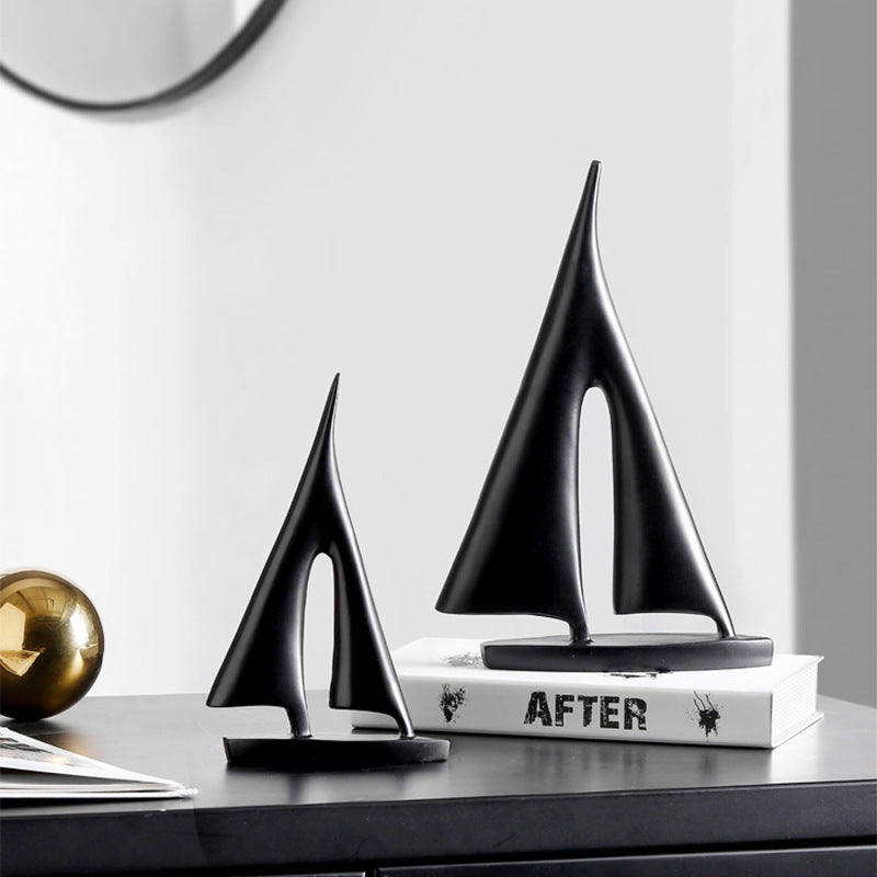 Minimalist Sailboat Statue Black - Miss One