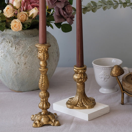Vintage Elegance Antique Gold Fluted Candle Holder