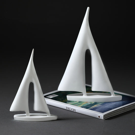 Minimalist Sailboat Statue White - Miss One