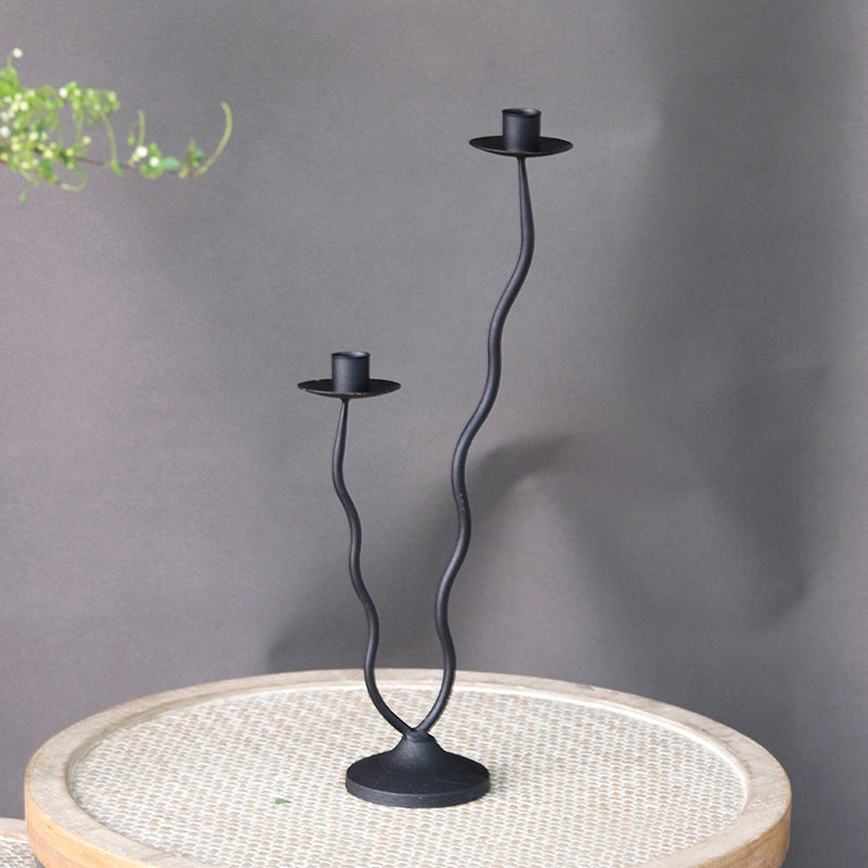 Modern Wave Iron Candle Holders - Miss One