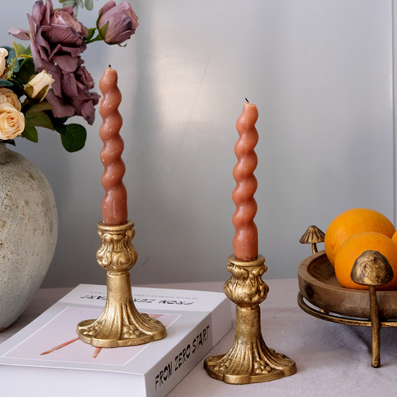 Vintage Elegance Antique Gold Fluted Candle Holder