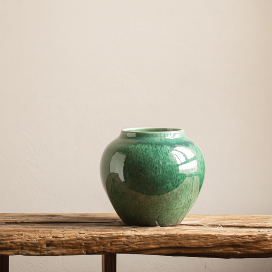 Wabi-Sabi Glazed Celery Seed Urn Vase - Miss One