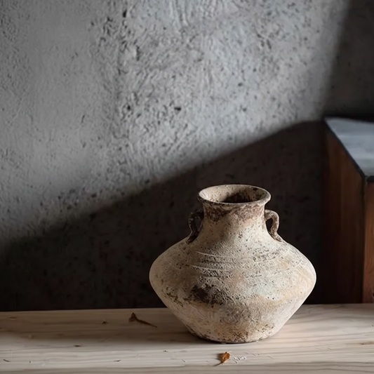 Wabi-Sabi Antique Gyro Dual-Ear Ceramic Vase