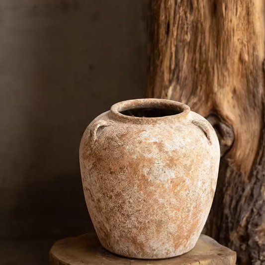 Wabi-Sabi Antique Winter Melon Triple-Ear Ceramic Jar - Miss One