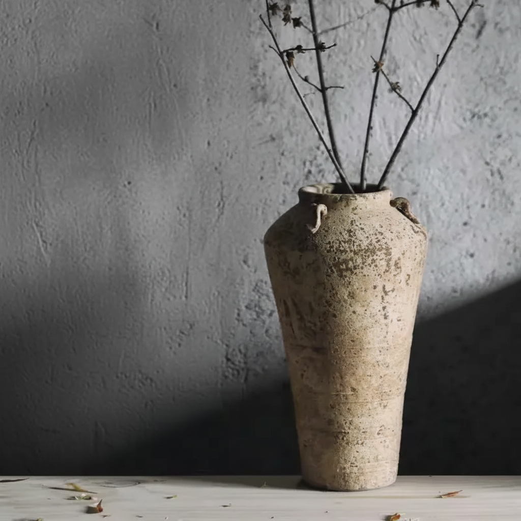 Wabi Sabi Rustic Textured Triple-Eared Urn Vase - Miss One