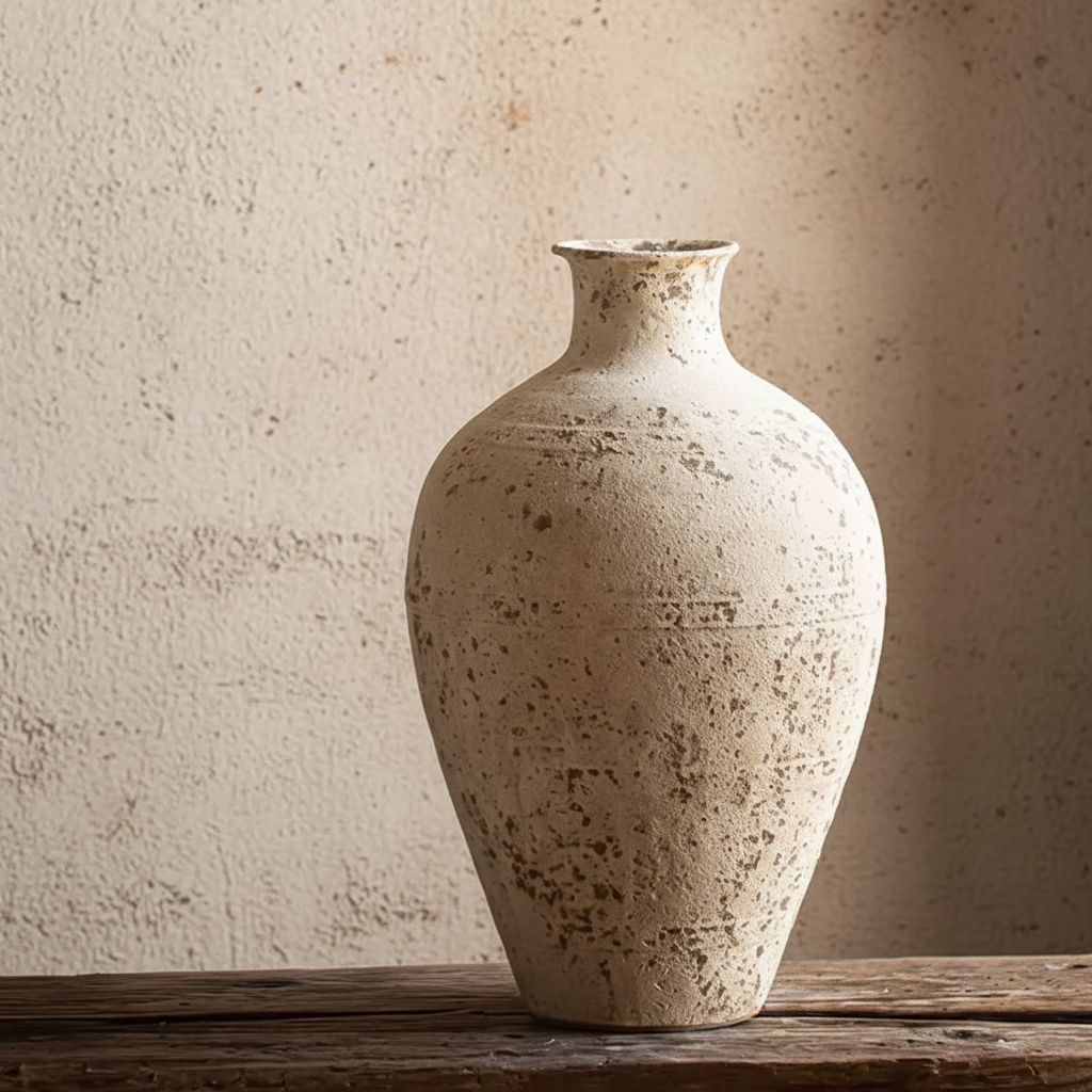 Wabi Sabi Rustic Textured Tall Neck Urn