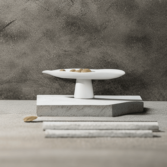 Luna Leaf Minimalist Pedestal Fruit Bowl Large White - Miss One