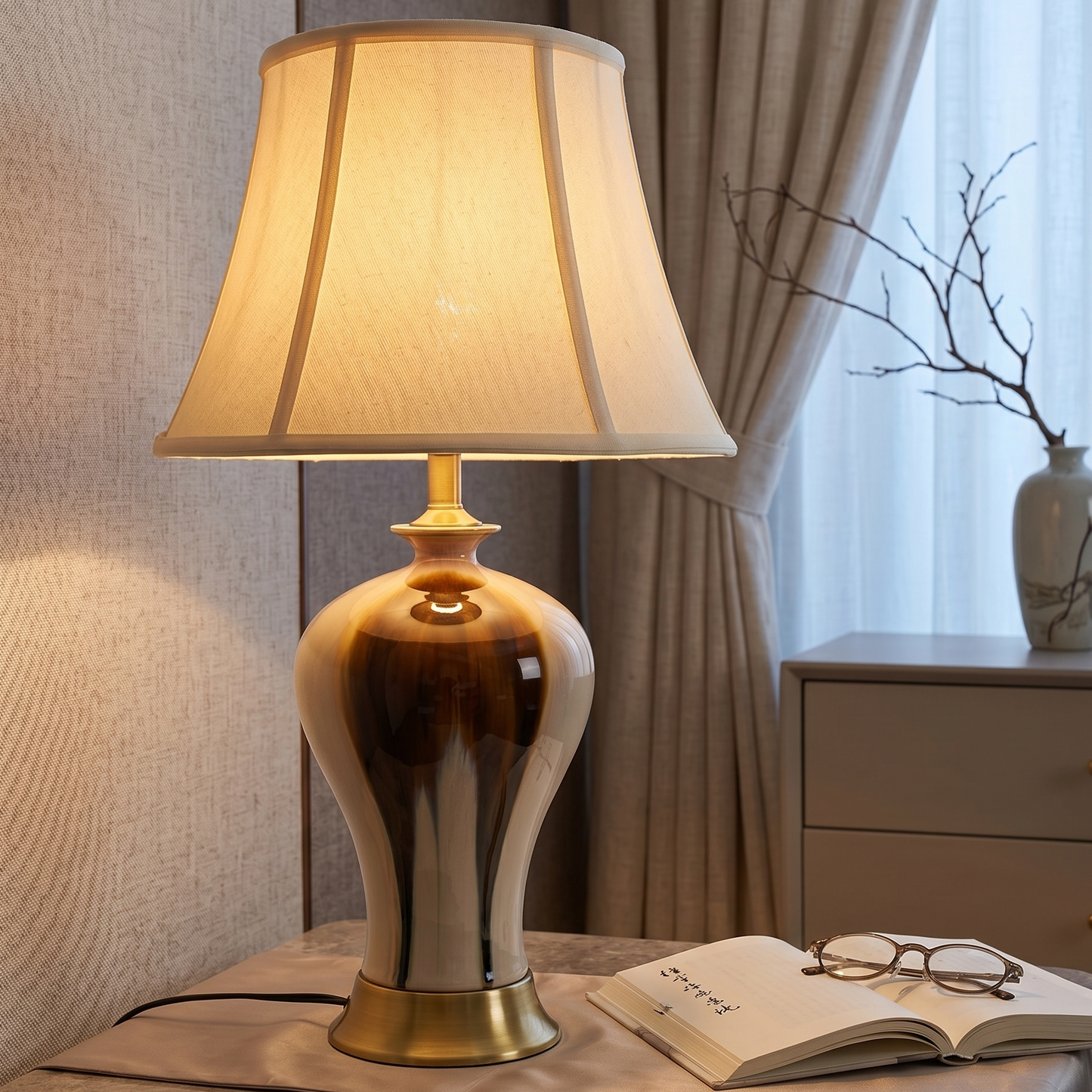 Classic Hometown Ceramic Table Lamp Coffee - Miss One