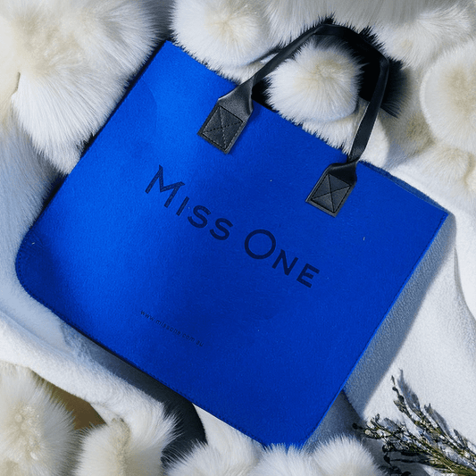 Miss One Premium Felt Logo Tote Bag Klein Blue - Miss One