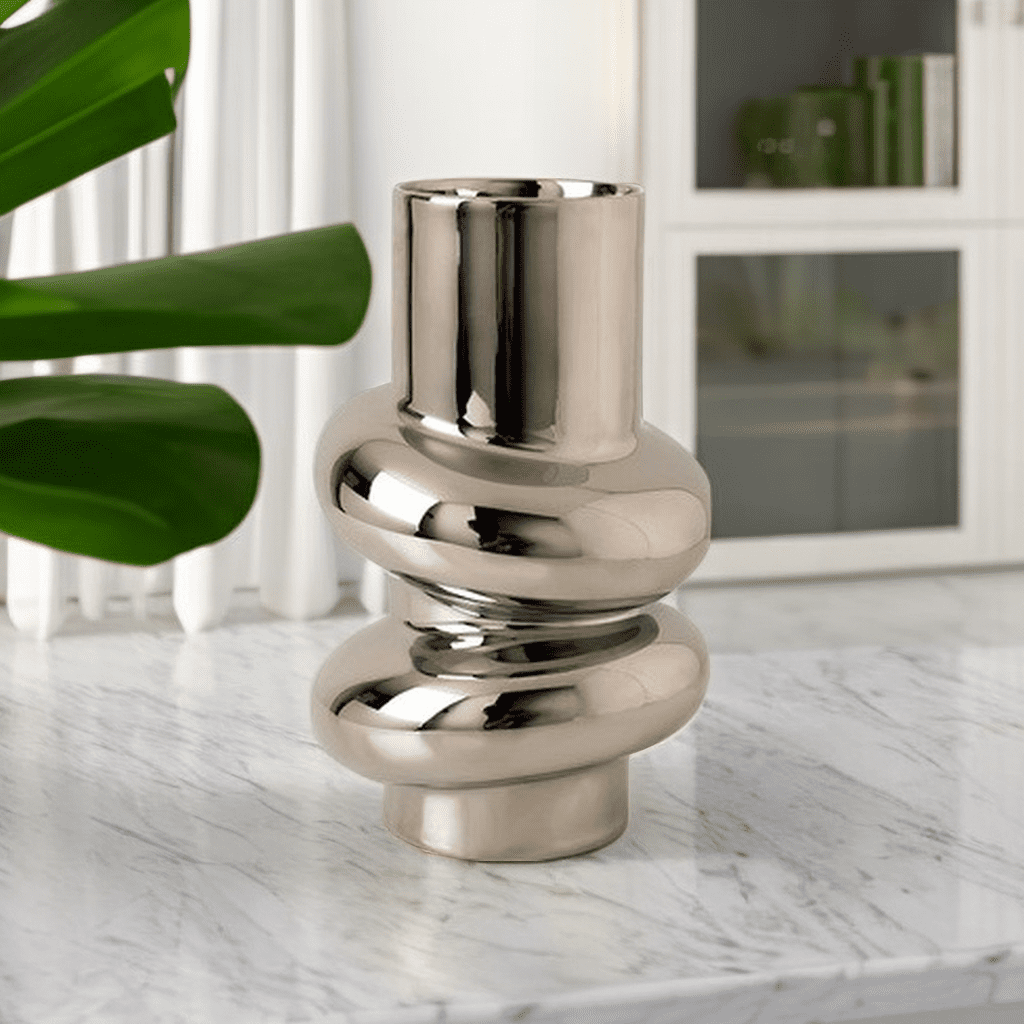 Donut Ceramic Vase Silver - Miss One