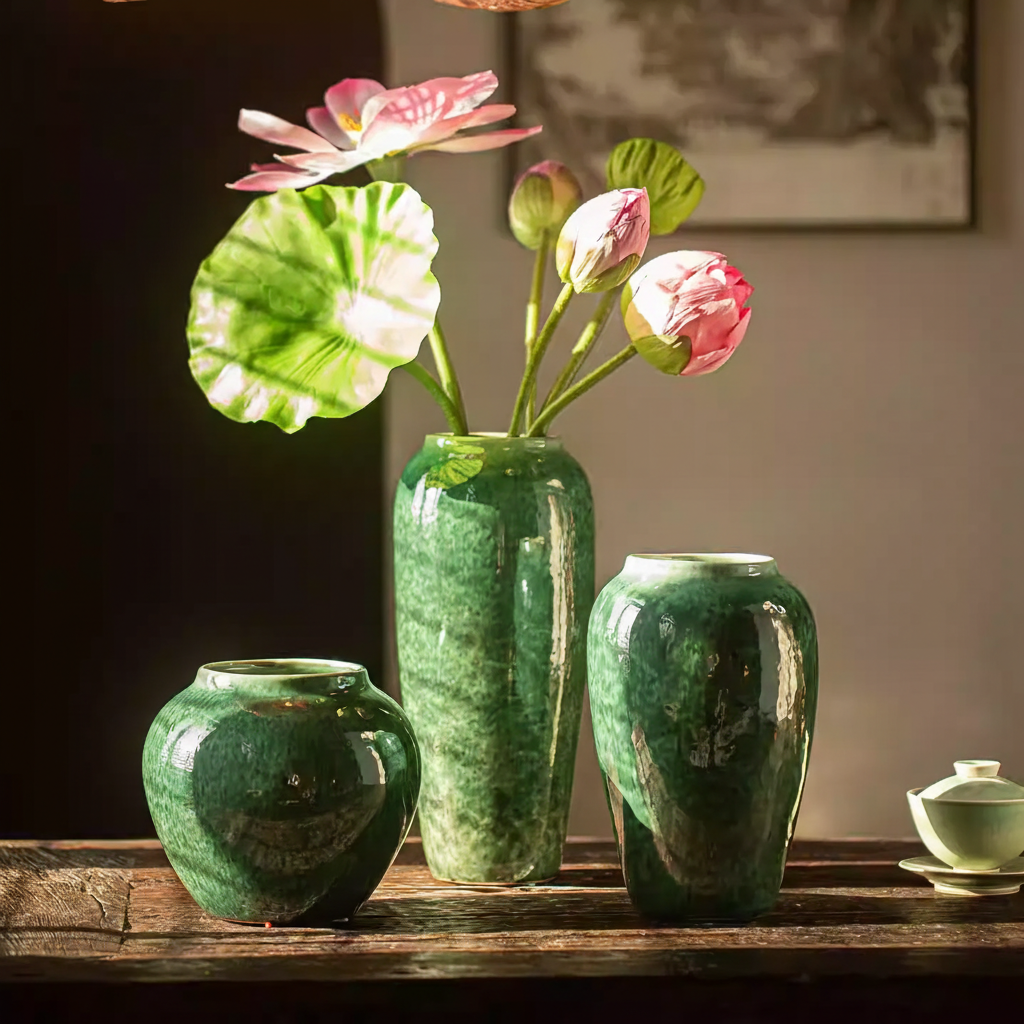 Wabi-Sabi Glazed Celery Seed Urn Vase - Miss One