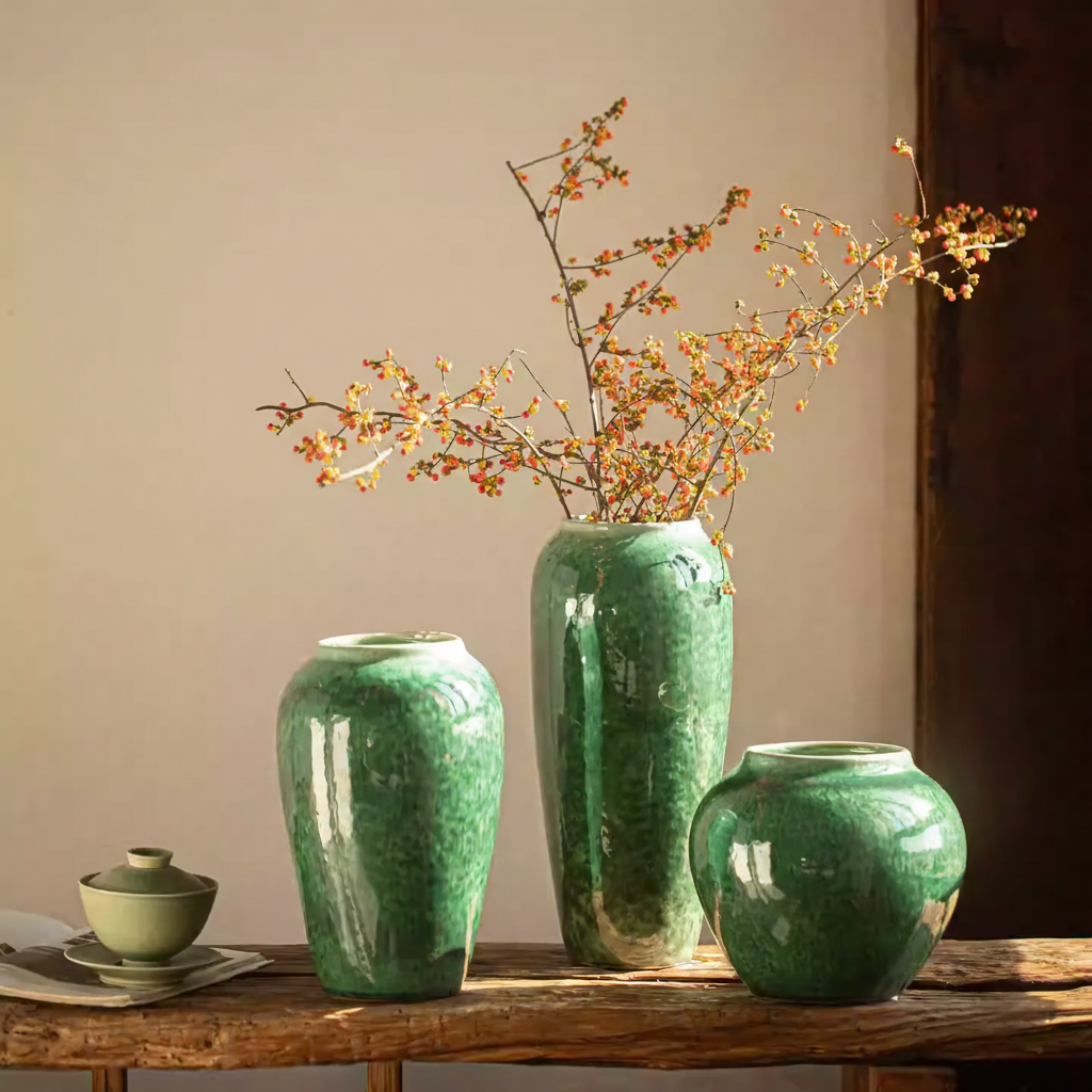 Wabi-Sabi Verdant Glaze Pillar Vase - Miss One