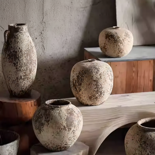 Wabi-Sabi Weathered Clay Garlic Bud Vase - Miss One