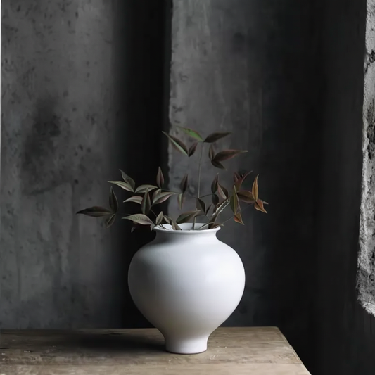 Wabi-Sabi White Tea Glaze Medium Round Vase - Miss One