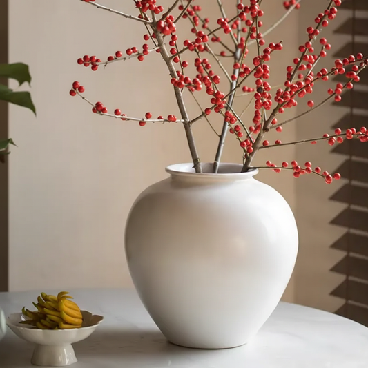 Wabi-Sabi White Tea Glaze Moon Round Vase - Miss One