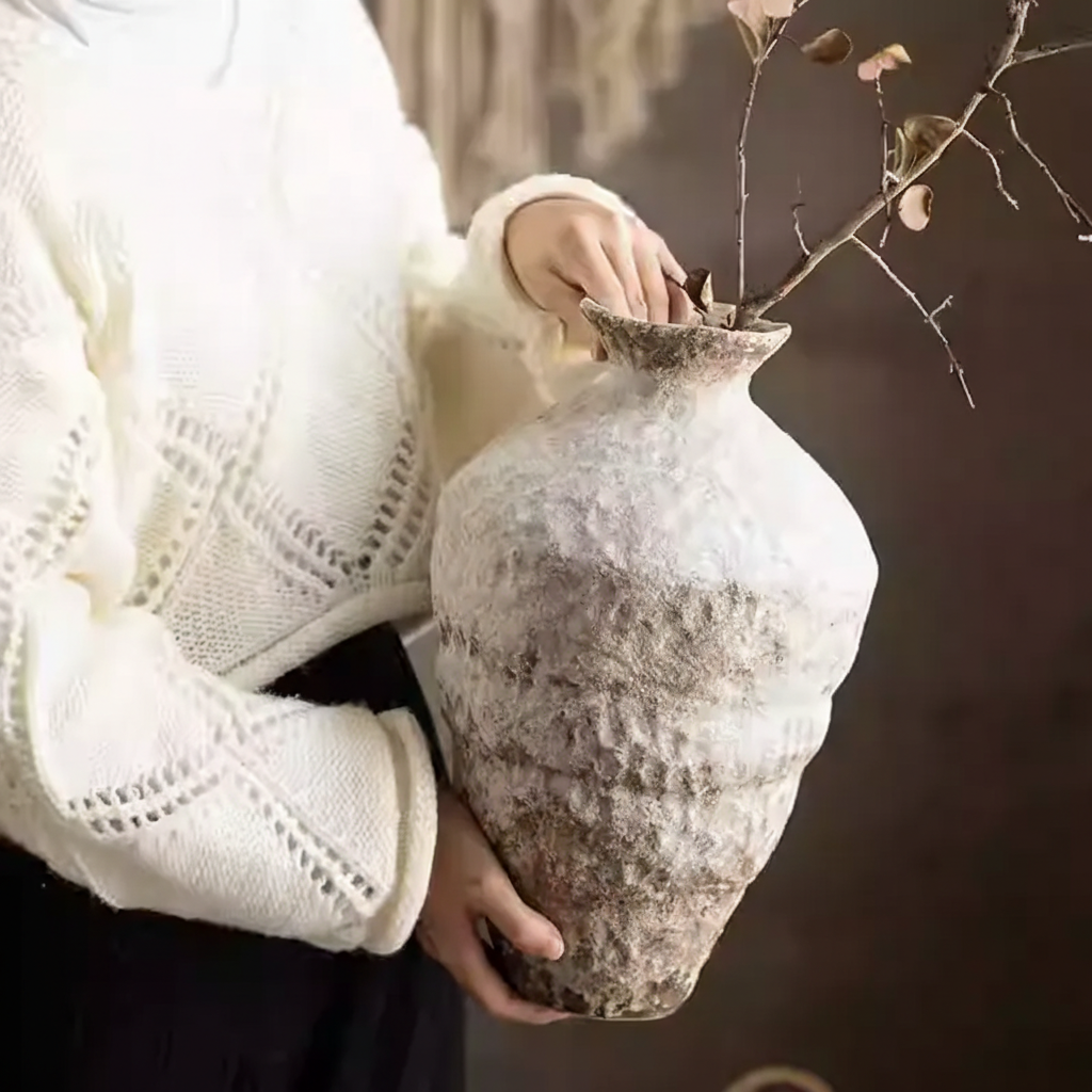 Wabi-Sabi Textured Snowflake Tall Tapered Vase - Miss One