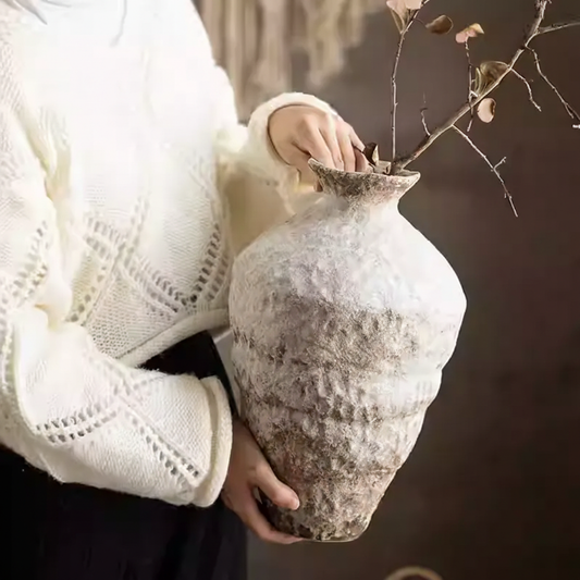 Wabi-Sabi Textured Snowflake Tall Tapered Vase - Miss One