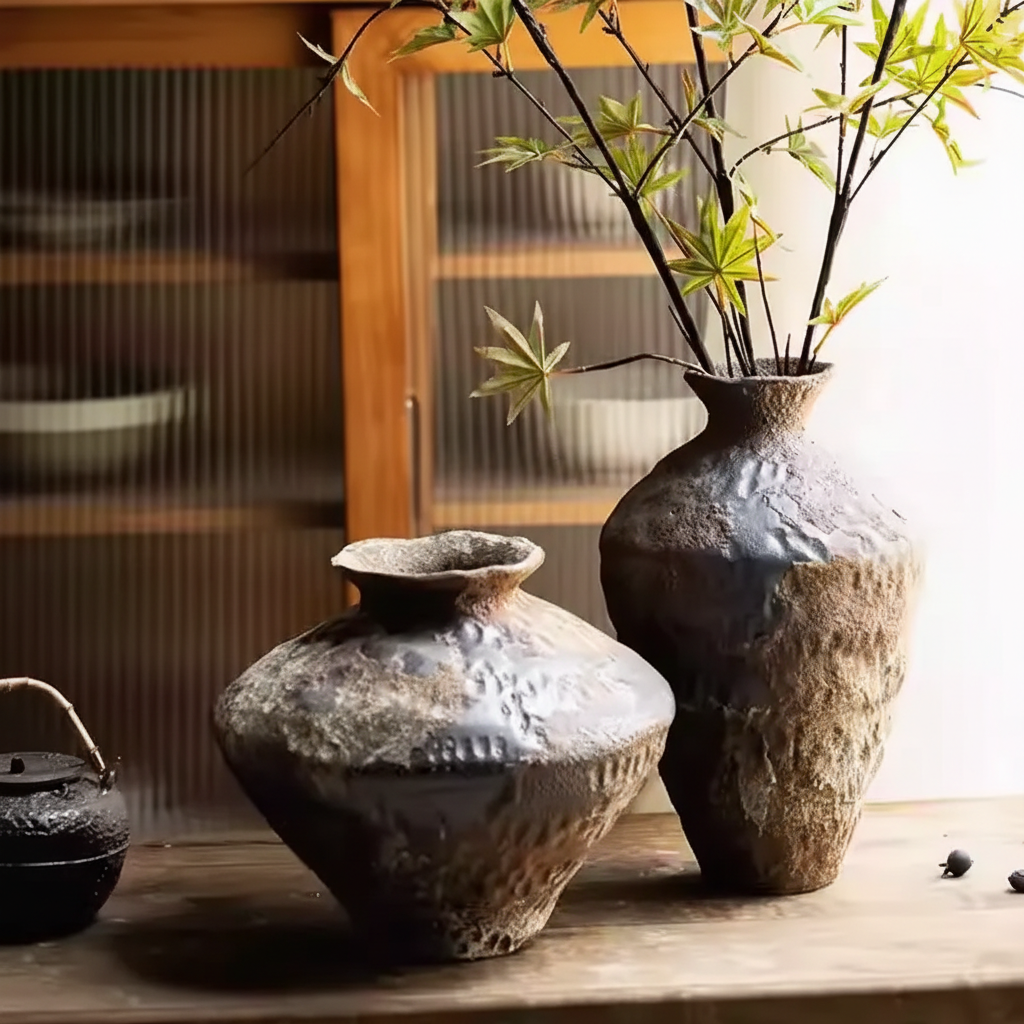 Wabi-Sabi Mottled Earth Broad-Shouldered Urn - Miss One