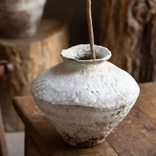 Wabi-Sabi Textured Snowflake Broad-Shouldered Urn - Miss One