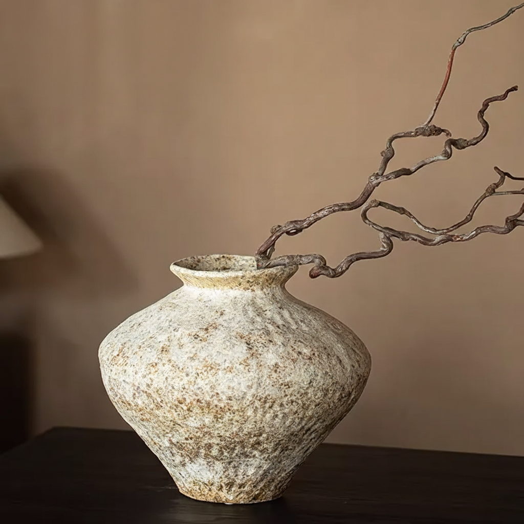 Wabi-Sabi Textured Snowflake Broad-Shouldered Urn - Miss One