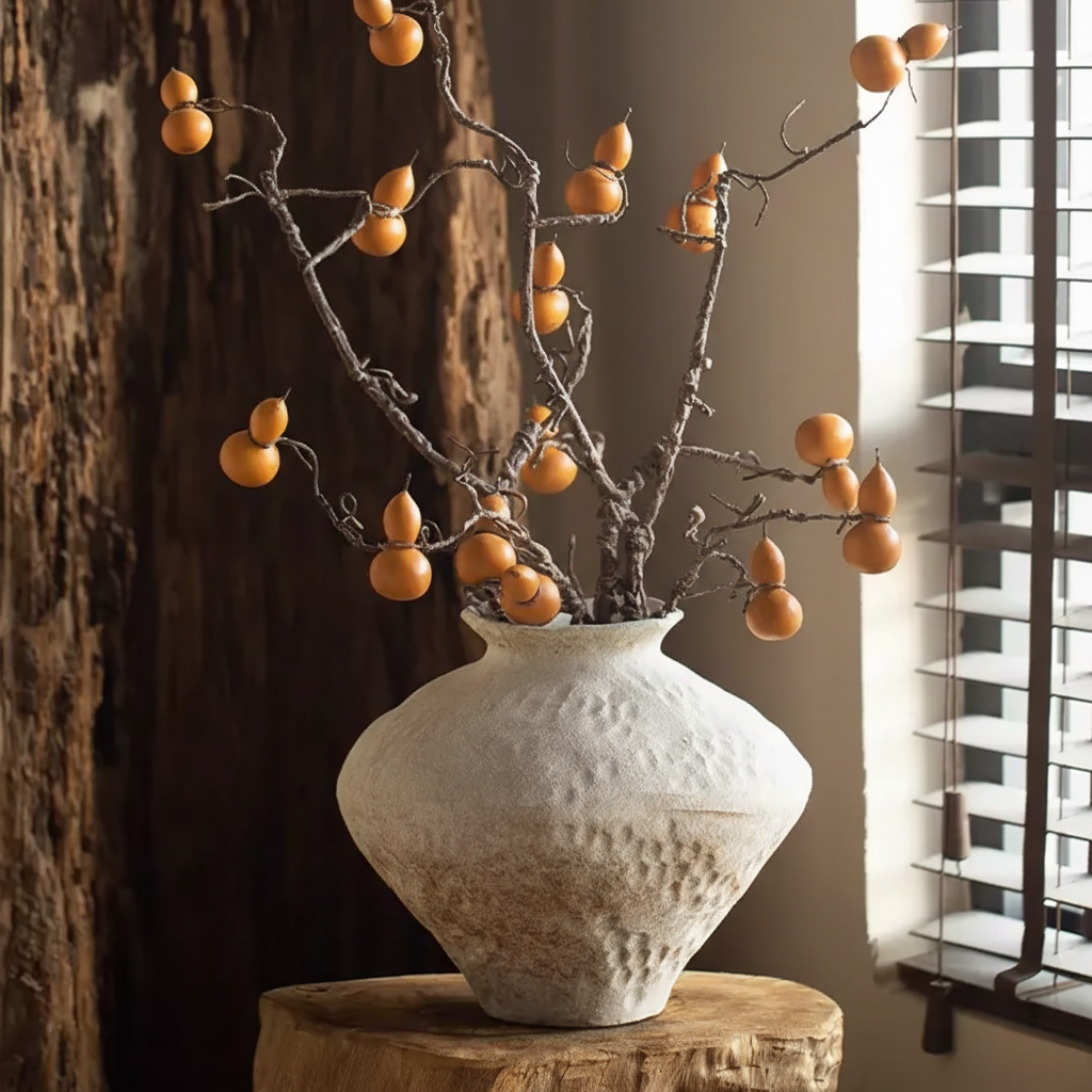 Wabi-Sabi Textured Snowflake Broad-Shouldered Urn - Miss One