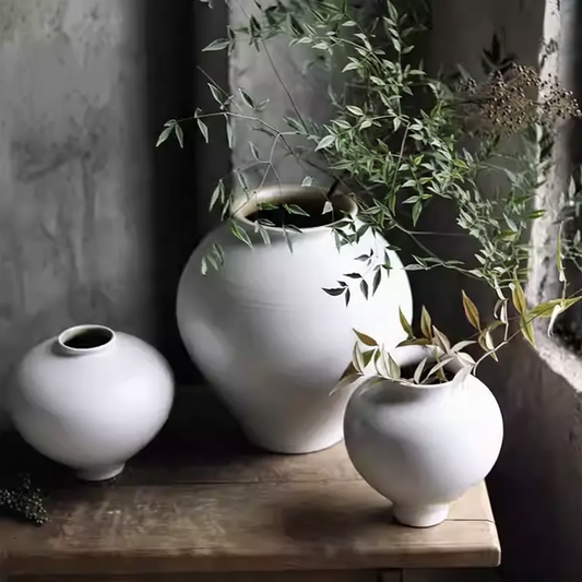 Wabi-Sabi White Tea Glaze Low Bulbous Vase - Miss One