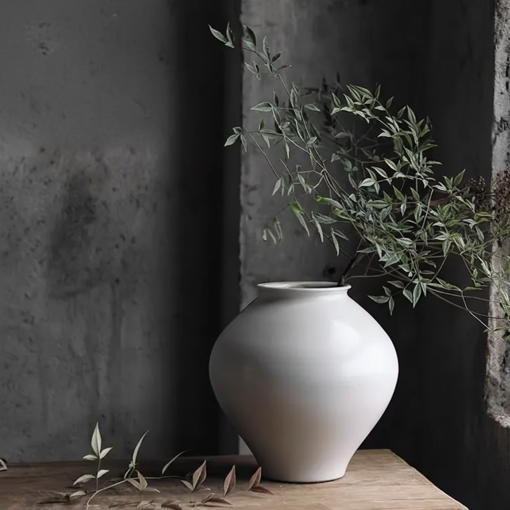 Wabi-Sabi White Tea Glaze Grand Voluminous Vase - Miss One