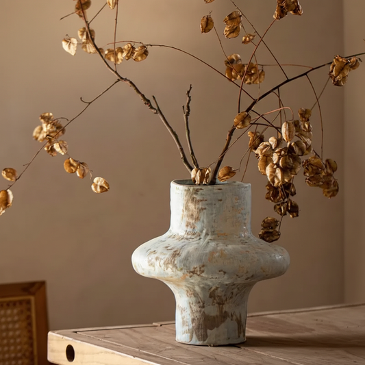 Wabi-Sabi Distressed Azure Fin Silhouette Vase