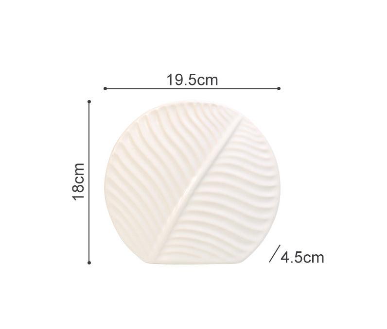 Palmleaf Round Ceramic Vase White Small - Miss One