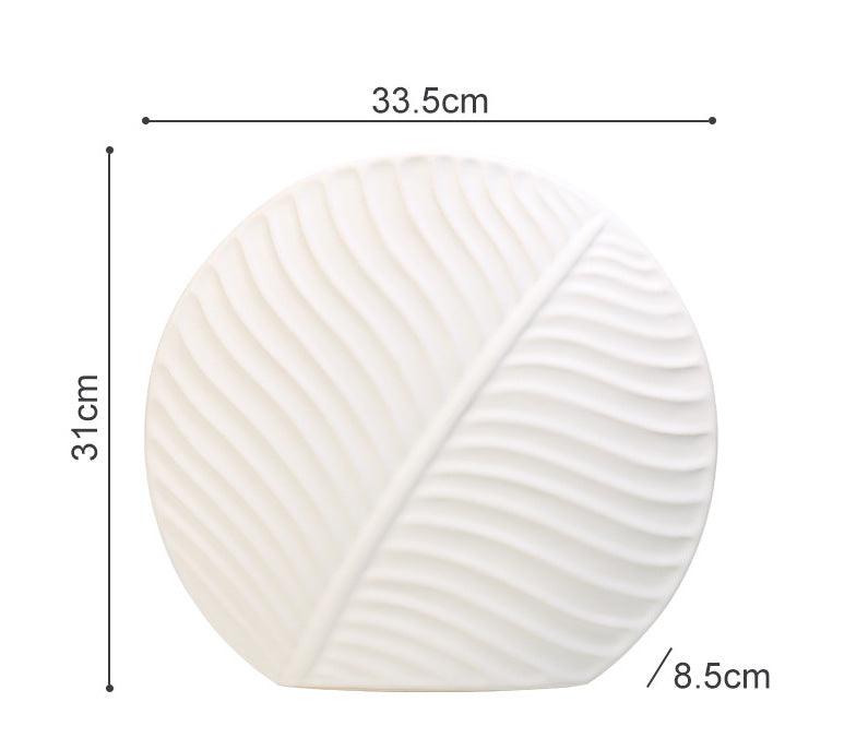 Palmleaf Round Ceramic Vase White Large - Miss One