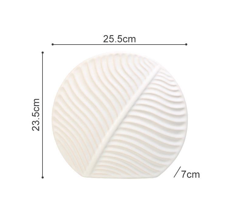 Palmleaf Round Ceramic Vase White Medium - Miss One