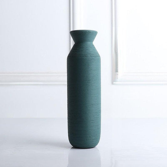 Luna Ribbed Ceramic Vase Denim Slim - Miss One