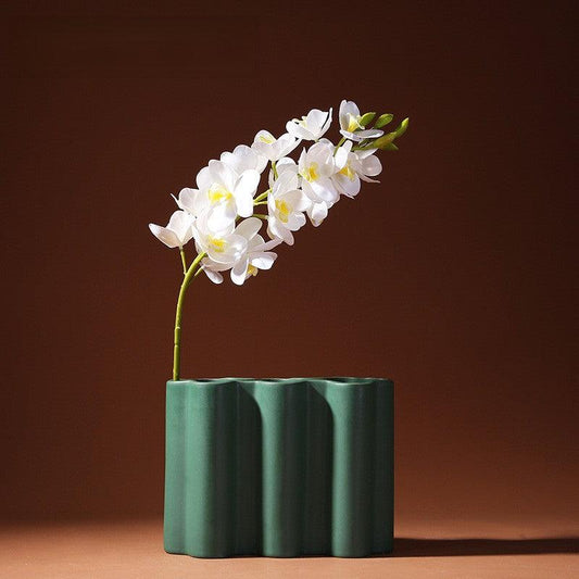 Muse Wave Ceramic Vase - Green - Miss One