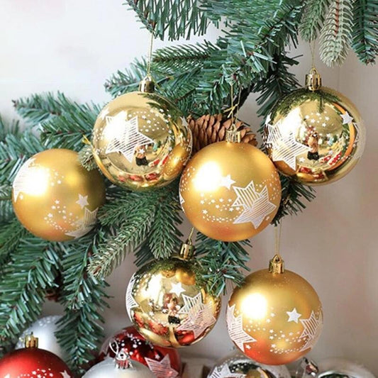 Christmas Baubles 8cm Gold 6 piece set - Miss One