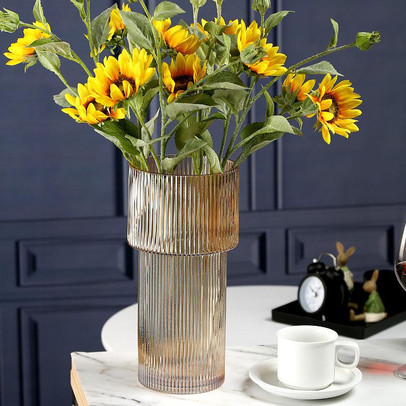 Artemis Ribbed Glass Vase Amber Large - Miss One