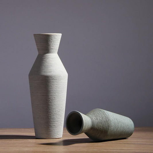 Luna Ribbed Ceramic Vase Sculpture Smoke - Miss One