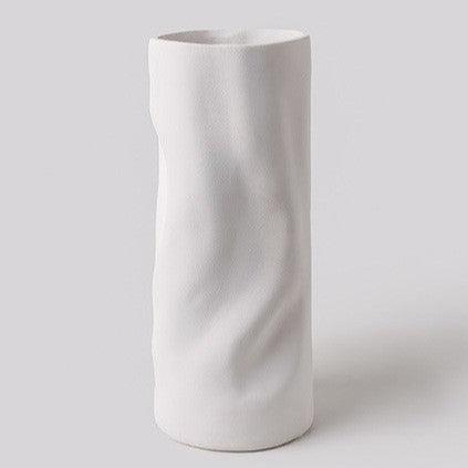 Ripple Ceramic Vase Slim Snow White - Miss One