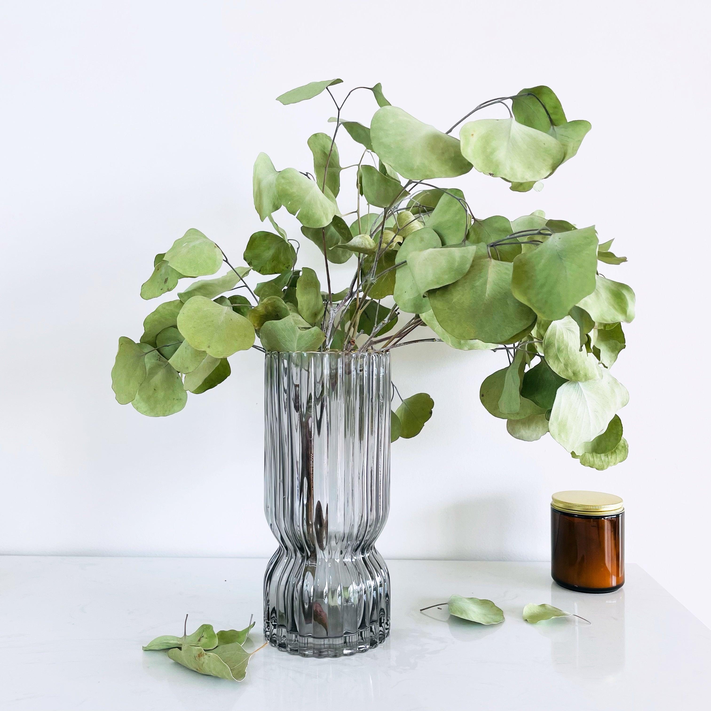 Waterfall Ribbed Glass Vase Rimmed Ash – Miss One