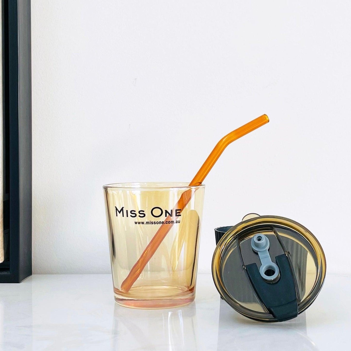 Miss One Amber Glass Reusable Cup Travel Coffee Cup 350ml - Miss One
