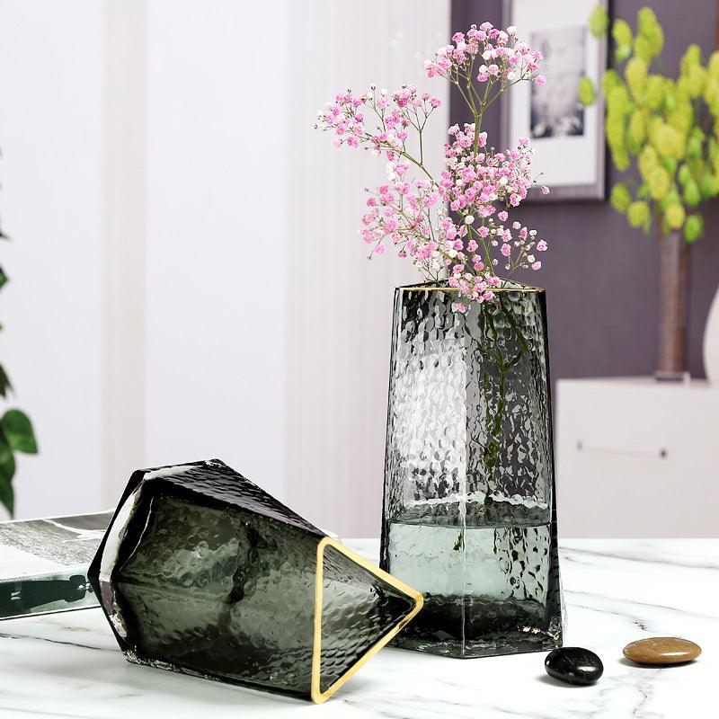 Artemis Triangle Glass Vase Rimmed Ash Small - Miss One