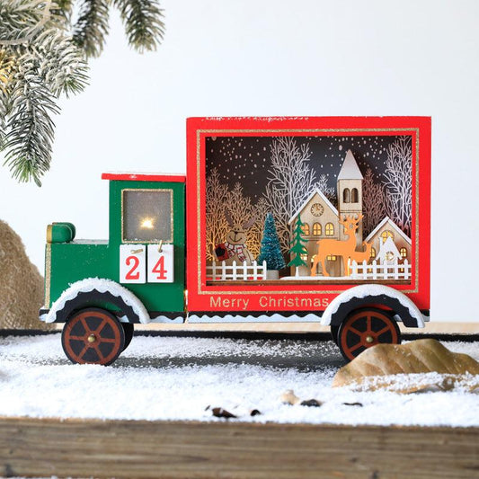 Light up Christmas Count Down Wooden Truck - Miss One