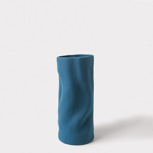 Ripple Ceramic Vase Slim Peacock Blue - Miss One