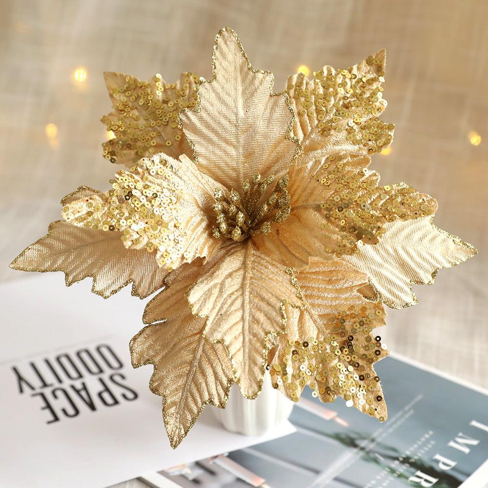 Christmas Poinsettia Glitter Artificial Flower Decoration - Miss One