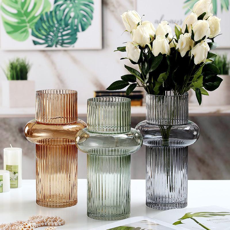 Bague Ribbed Glass Vase Ash - Miss One
